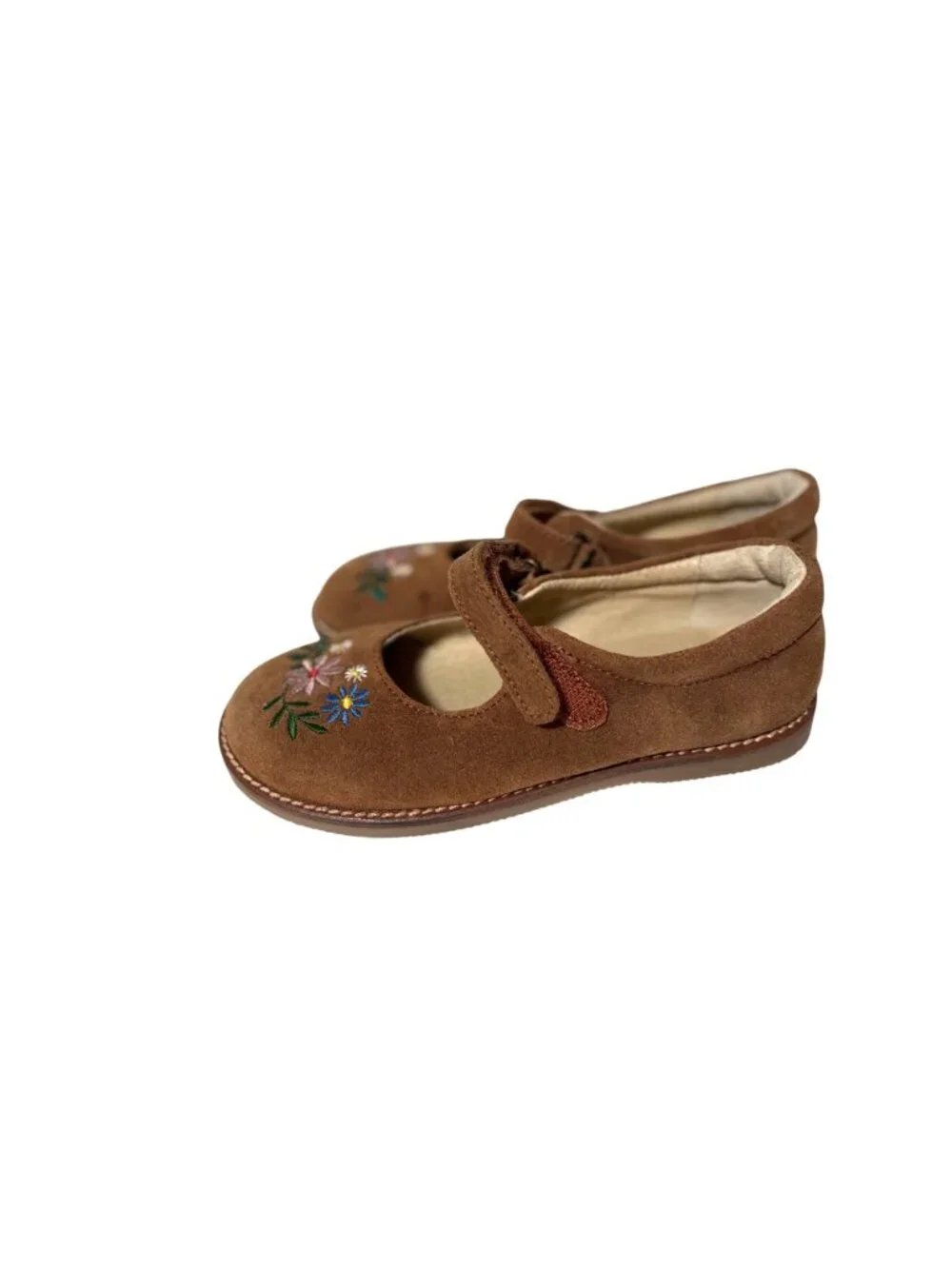 Mini Boden Girls Size 31 13 13.5 Brown Leather Mary Jane Shoes Hook & Loop Flora